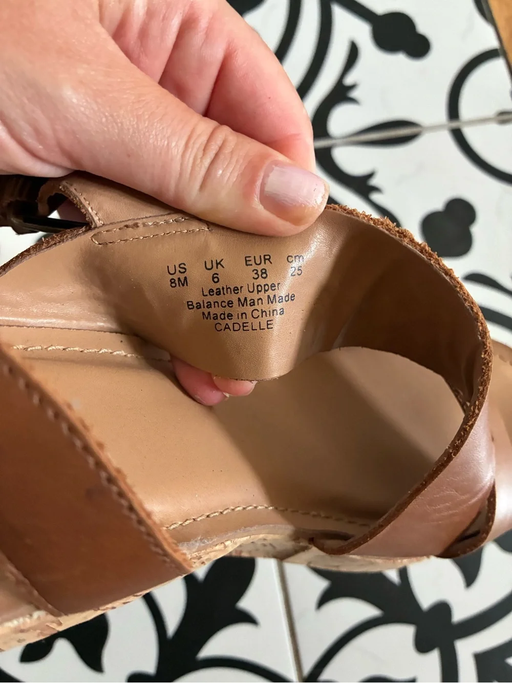 Women’s Tan Leather Cork Wedge Sandals - Classic Strappy Style size 8
